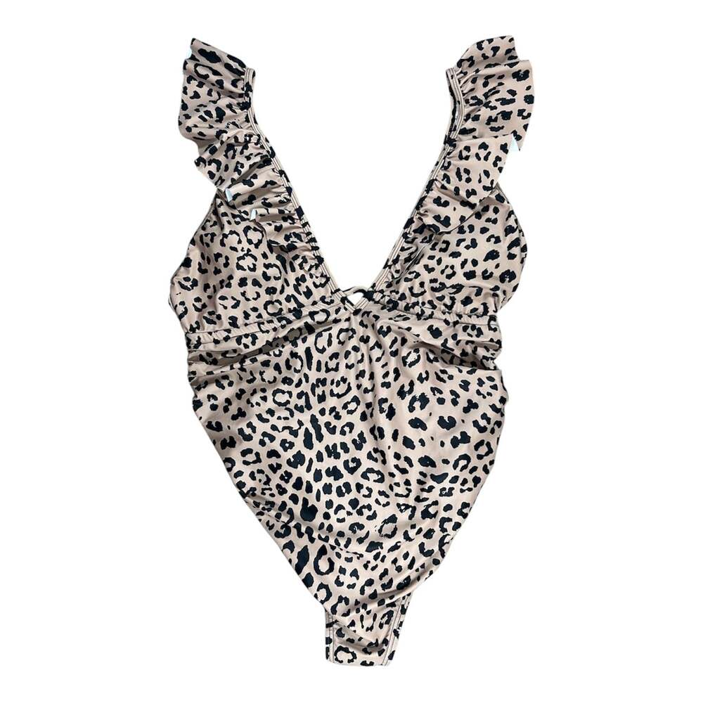 Beige Animal Print Ruffle One-Piece Swimsuit – PinkBlush-M